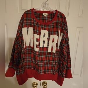 BiBi Festive Red Plaid 'Merry' Sweater - WORN ONCE